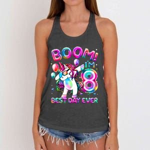 8 Years Old Dabbing Unicorn Gifts 8th Birthday Party Women's Knotted Racerback Tank