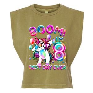 8 Years Old Dabbing Unicorn Gifts 8th Birthday Party Garment-Dyed Women's Muscle Tee