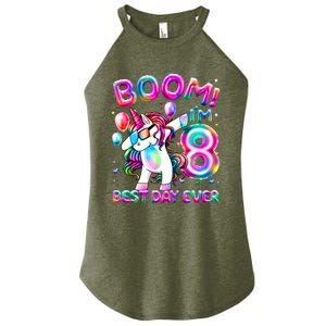 8 Years Old Dabbing Unicorn Gifts 8th Birthday Party Women's Perfect Tri Rocker Tank