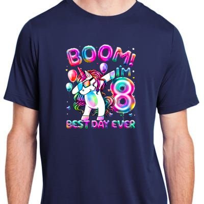 8 Years Old Dabbing Unicorn Gifts 8th Birthday Party Adult ChromaSoft Performance T-Shirt