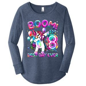 8 Years Old Dabbing Unicorn Gifts 8th Birthday Party Women's Perfect Tri Tunic Long Sleeve Shirt