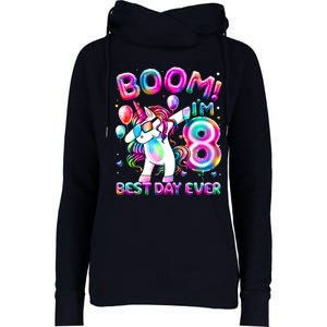 8 Years Old Dabbing Unicorn Gifts 8th Birthday Party Womens Funnel Neck Pullover Hood