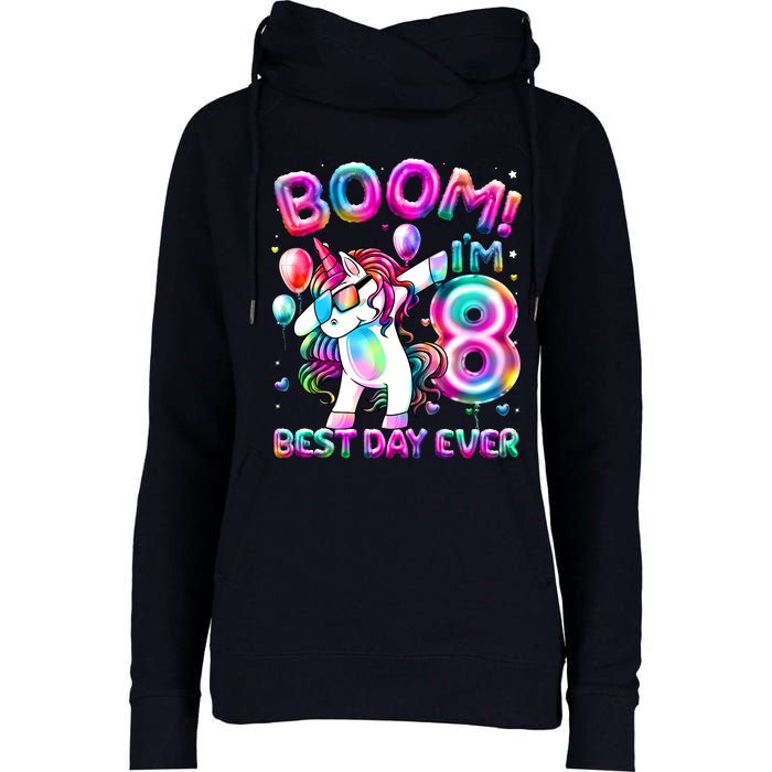 8 Years Old Dabbing Unicorn Gifts 8th Birthday Party Womens Funnel Neck Pullover Hood