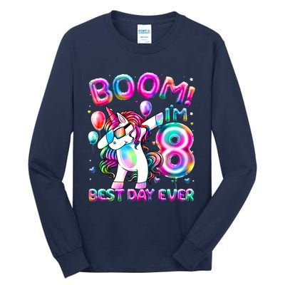 8 Years Old Dabbing Unicorn Gifts 8th Birthday Party Tall Long Sleeve T-Shirt