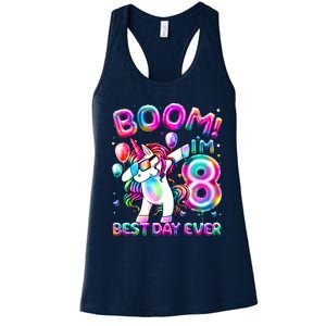 8 Years Old Dabbing Unicorn Gifts 8th Birthday Party Women's Racerback Tank