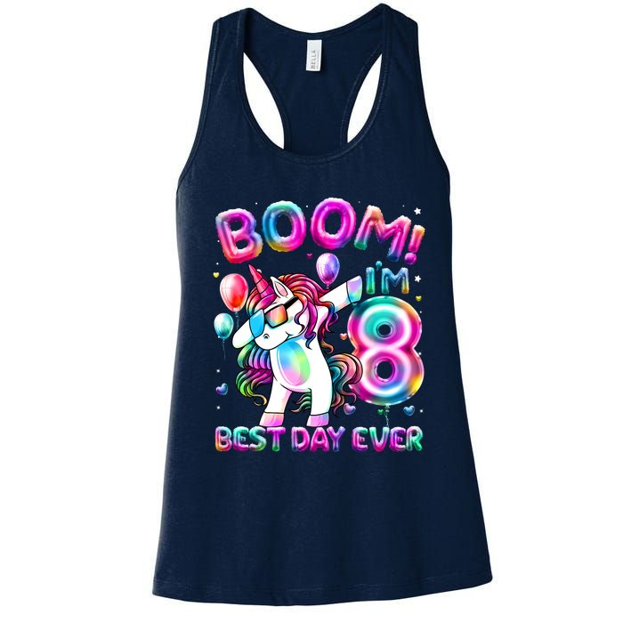 8 Years Old Dabbing Unicorn Gifts 8th Birthday Party Women's Racerback Tank