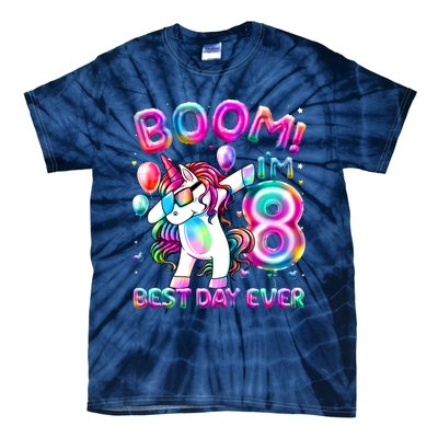 8 Years Old Dabbing Unicorn Gifts 8th Birthday Party Tie-Dye T-Shirt