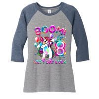 8 Years Old Dabbing Unicorn Gifts 8th Birthday Party Women's Tri-Blend 3/4-Sleeve Raglan Shirt