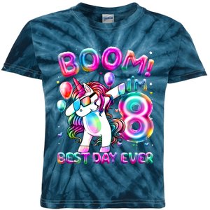 8 Years Old Dabbing Unicorn Gifts 8th Birthday Party Kids Tie-Dye T-Shirt