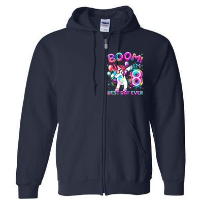 8 Years Old Dabbing Unicorn Gifts 8th Birthday Party Full Zip Hoodie