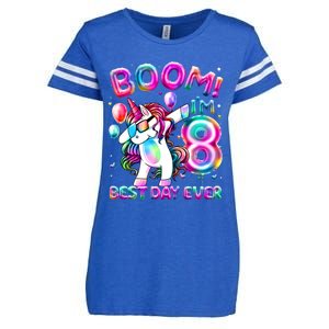 8 Years Old Dabbing Unicorn Gifts 8th Birthday Party Enza Ladies Jersey Football T-Shirt