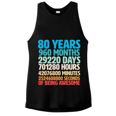 80 Years Of Being Awesome 80th Birthday Time Breakdown Ladies PosiCharge Tri-Blend Wicking Tank