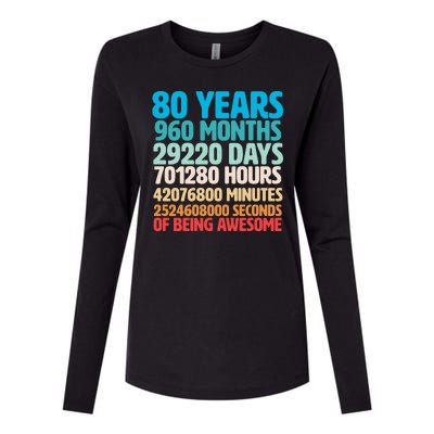 80 Years Of Being Awesome 80th Birthday Time Breakdown Womens Cotton Relaxed Long Sleeve T-Shirt