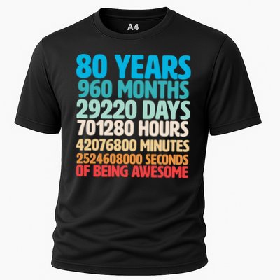 80 Years Of Being Awesome 80th Birthday Time Breakdown Performance Shirt