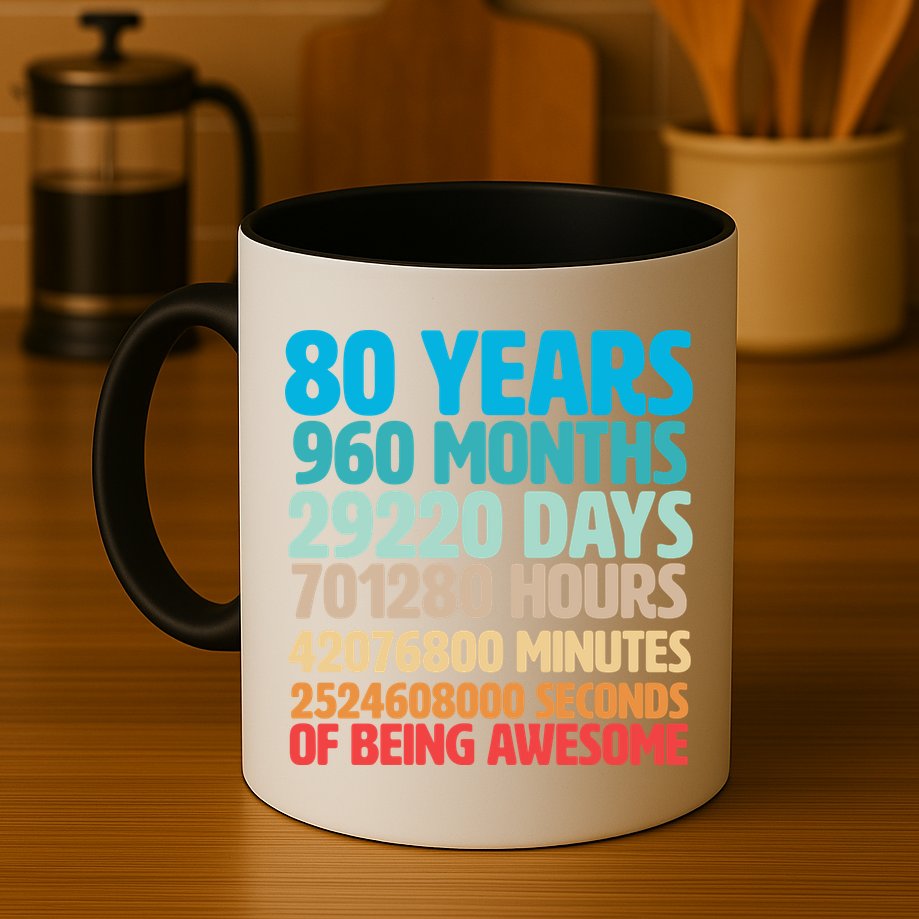 80 Years Of Being Awesome 80th Birthday Time Breakdown Mug