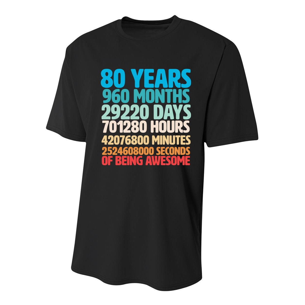 80 Years Of Being Awesome 80th Birthday Time Breakdown Youth Performance Sprint T-Shirt