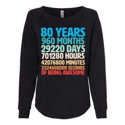 80 Years Of Being Awesome 80th Birthday Time Breakdown Womens California Wash Sweatshirt