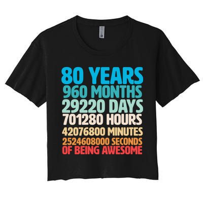 80 Years Of Being Awesome 80th Birthday Time Breakdown Crop Top