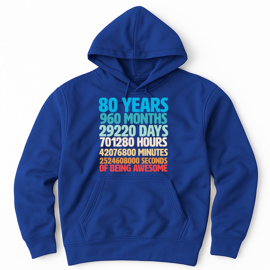 80 Years Of Being Awesome 80th Birthday Time Breakdown Hoodie