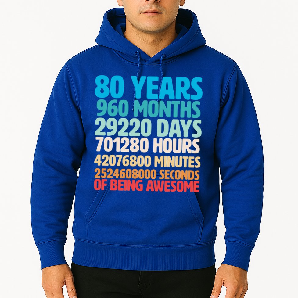 80 Years Of Being Awesome 80th Birthday Time Breakdown Hoodie