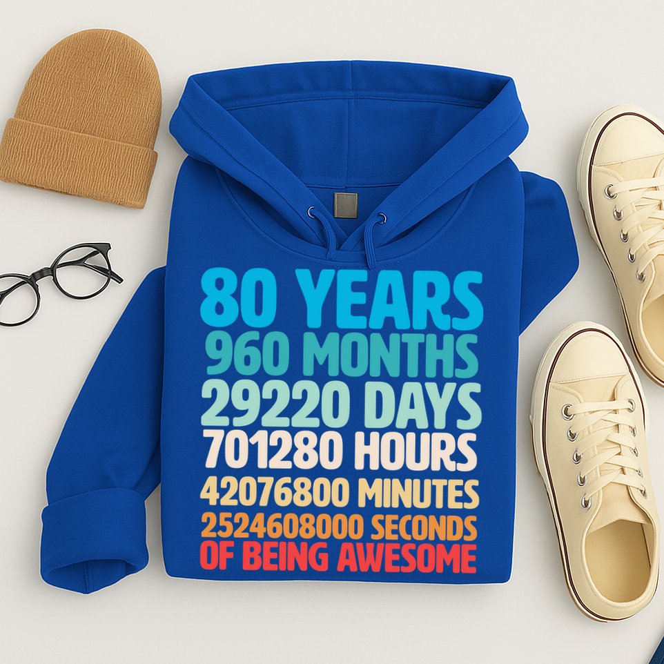 80 Years Of Being Awesome 80th Birthday Time Breakdown Hoodie