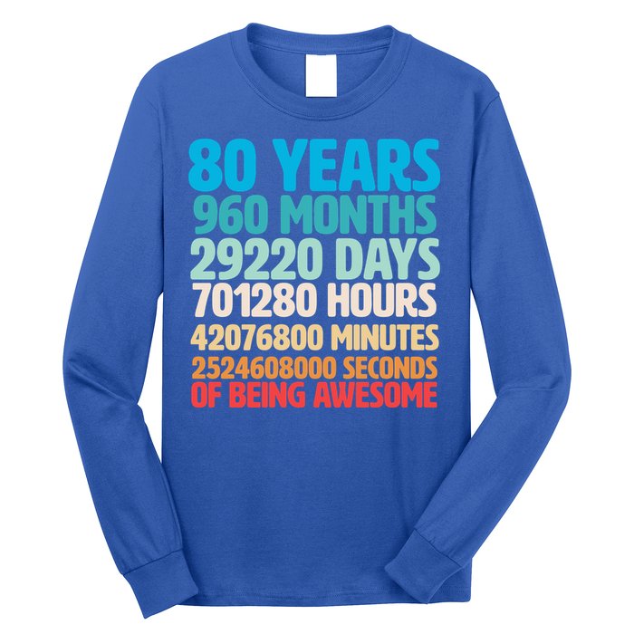 80 Years Of Being Awesome 80th Birthday Time Breakdown Long Sleeve Shirt