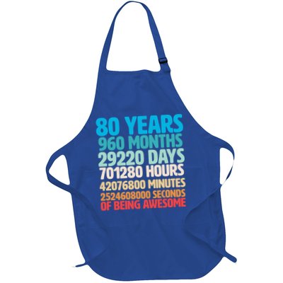 80 Years Of Being Awesome 80th Birthday Time Breakdown Full-Length Apron With Pockets
