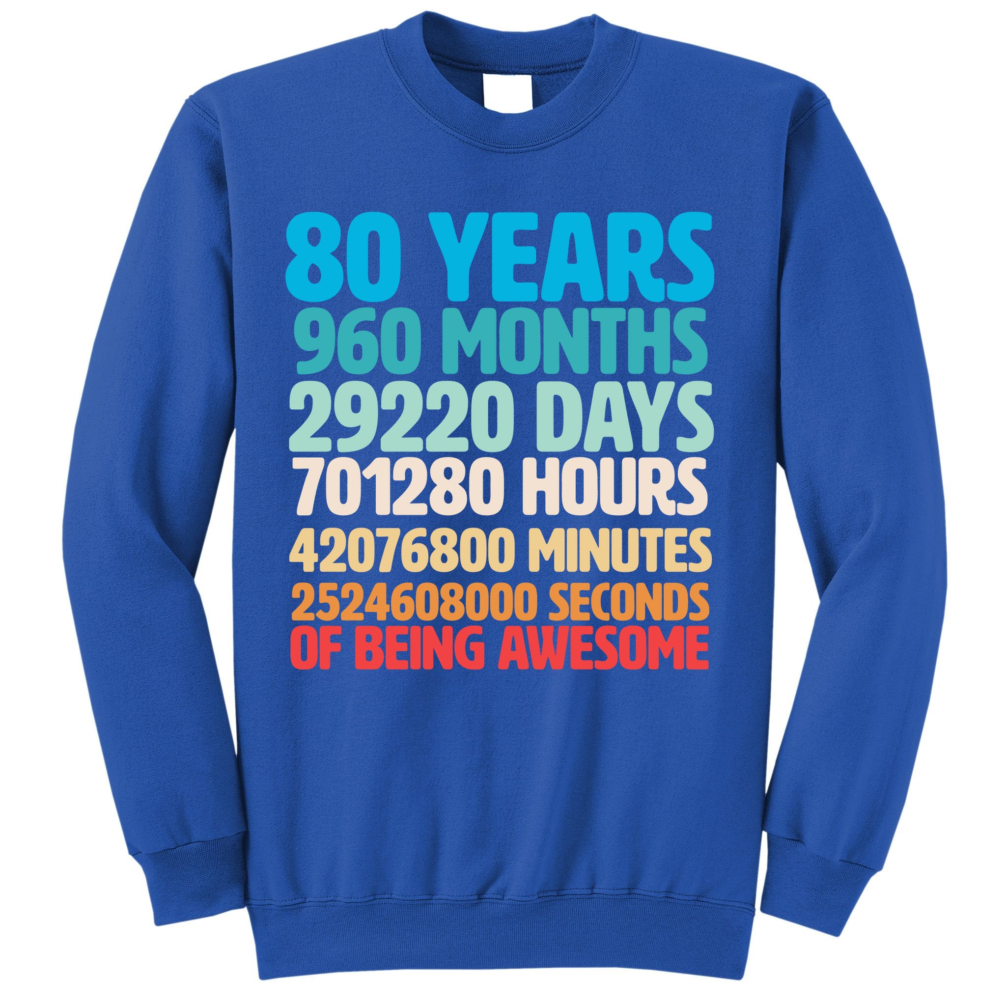 80 Years Of Being Awesome 80th Birthday Time Breakdown Sweatshirt