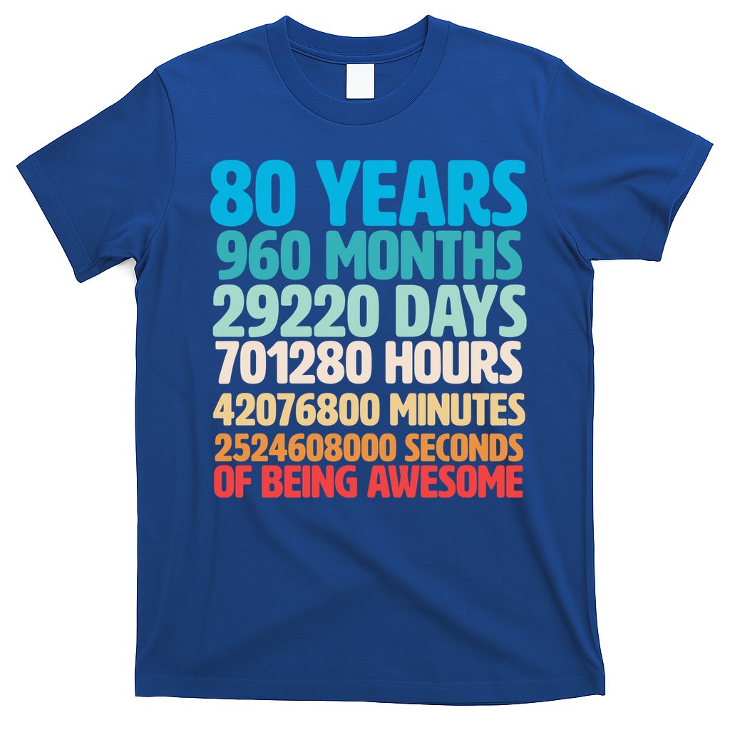 80 Years Of Being Awesome 80th Birthday Time Breakdown T-Shirt
