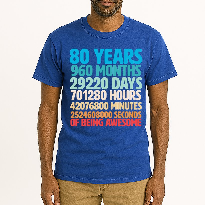 80 Years Of Being Awesome 80th Birthday Time Breakdown Tall T-Shirt