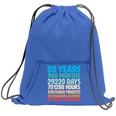 80 Years Of Being Awesome 80th Birthday Time Breakdown Sweatshirt Cinch Pack Bag