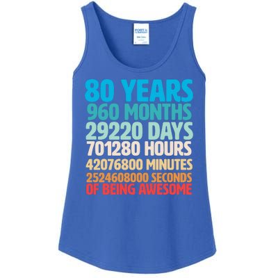 80 Years Of Being Awesome 80th Birthday Time Breakdown Ladies Essential Tank