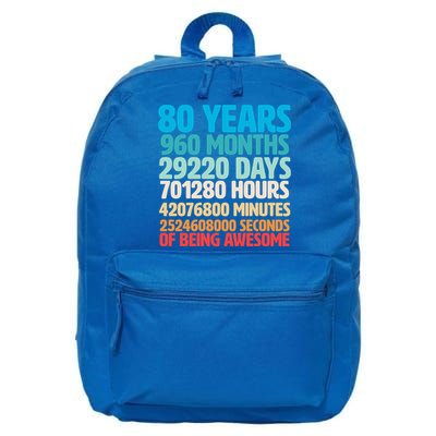 80 Years Of Being Awesome 80th Birthday Time Breakdown 16 in Basic Backpack