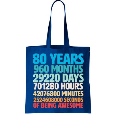 80 Years Of Being Awesome 80th Birthday Time Breakdown Bag