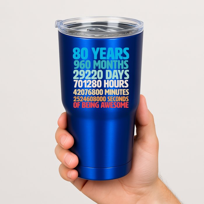 80 Years Of Being Awesome 80th Birthday Time Breakdown Tumbler