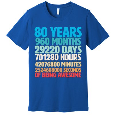 80 Years Of Being Awesome 80th Birthday Time Breakdown Premium T-Shirt