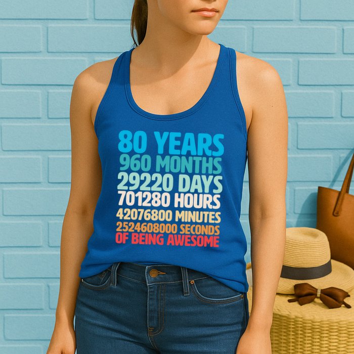 80 Years Of Being Awesome 80th Birthday Time Breakdown Womens Tank Top