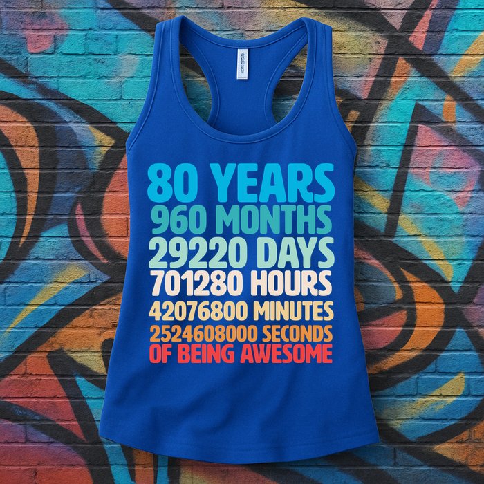 80 Years Of Being Awesome 80th Birthday Time Breakdown Womens Tank Top