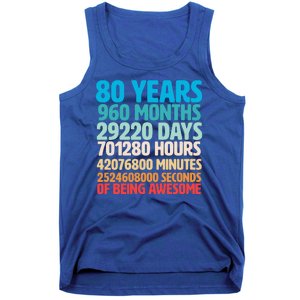 80 Years Of Being Awesome 80th Birthday Time Breakdown Tank Top