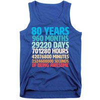 80 Years Of Being Awesome 80th Birthday Time Breakdown Tank Top