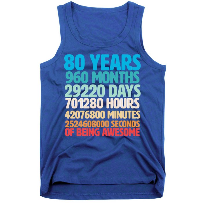 80 Years Of Being Awesome 80th Birthday Time Breakdown Tank Top