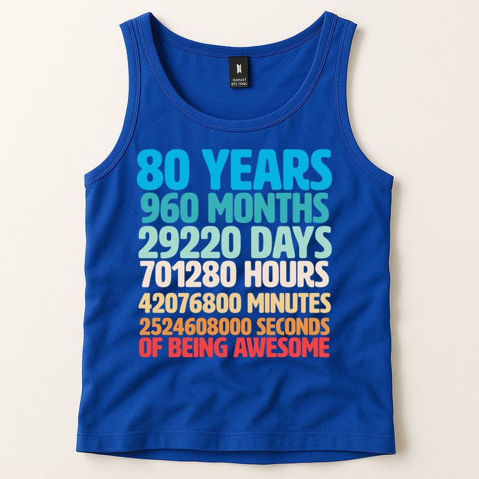 80 Years Of Being Awesome 80th Birthday Time Breakdown Tank Top