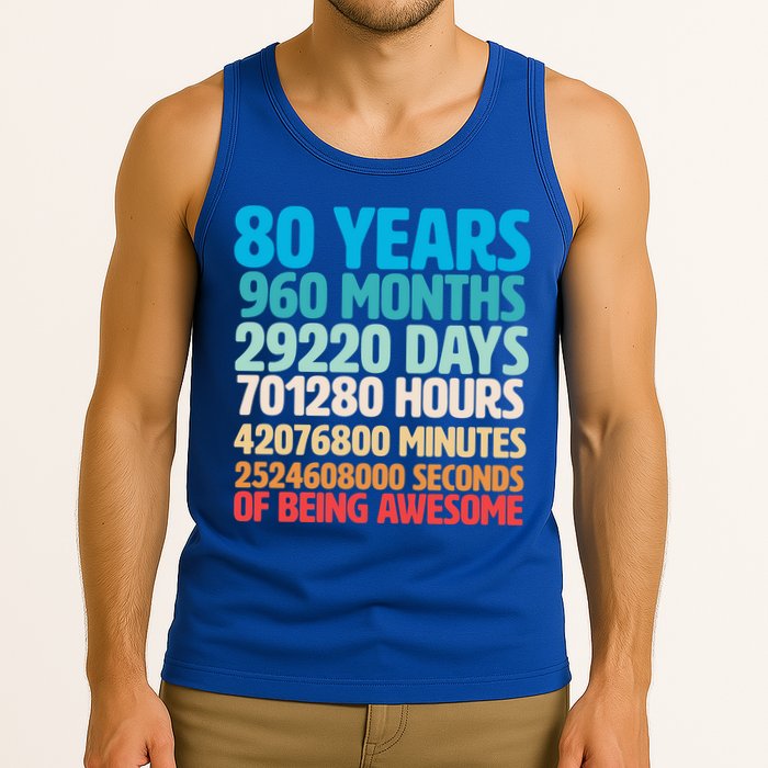 80 Years Of Being Awesome 80th Birthday Time Breakdown Tank Top