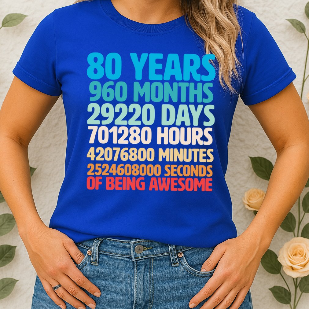 80 Years Of Being Awesome 80th Birthday Time Breakdown Womens T-Shirt