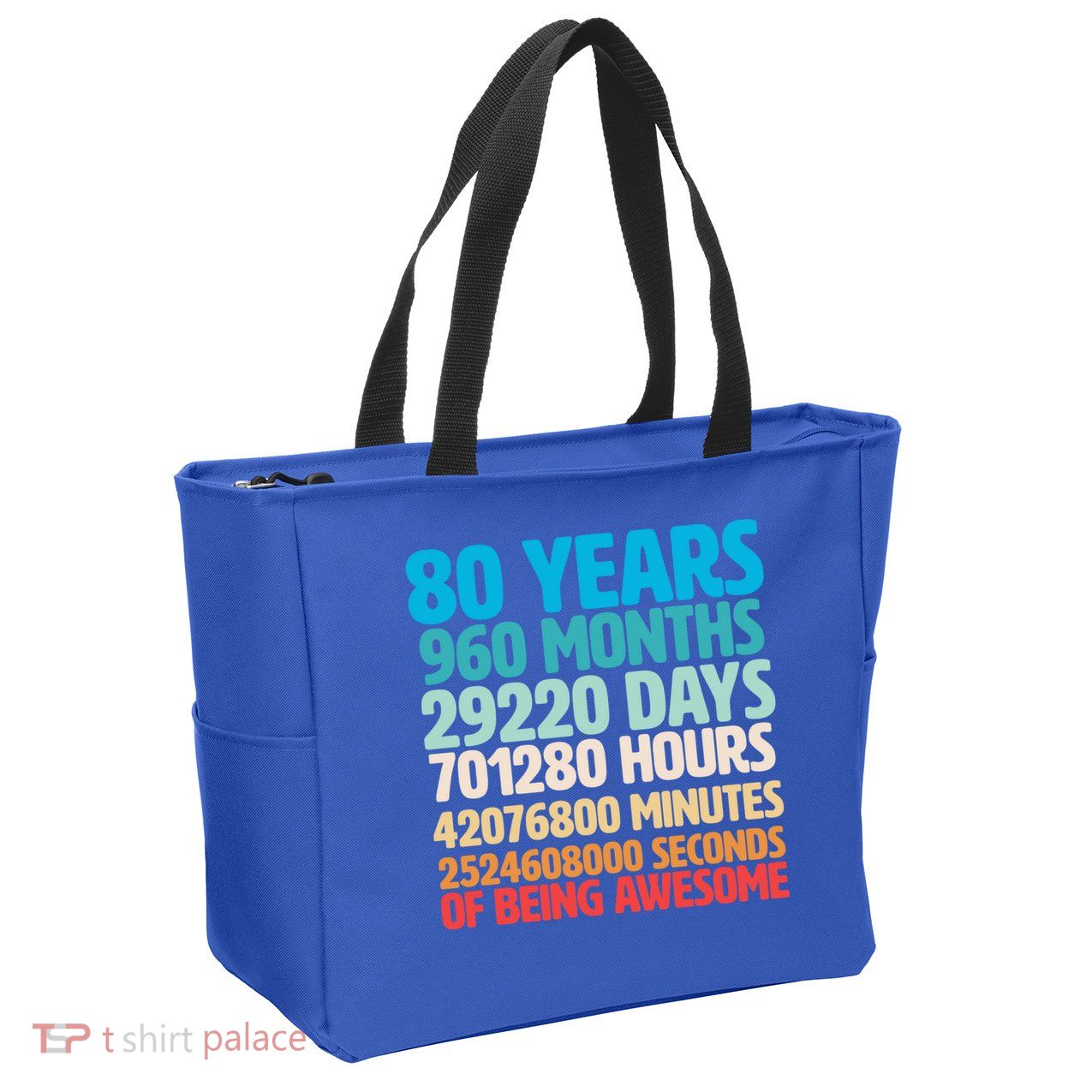 80 Years Of Being Awesome 80th Birthday Time Breakdown Zip Tote Bag
