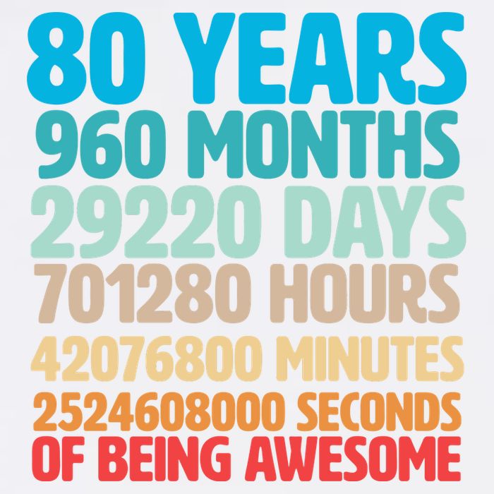 80 Years Of Being Awesome 80th Birthday Time Breakdown Garment-Dyed Sweatshirt