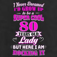 80 Year Old Lady Funny 80th Birthday Rockin' Since 7 Panel Mesh Trucker Snapback Hat