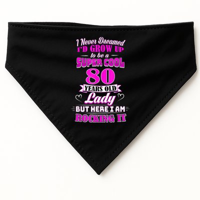 80 Year Old Lady Funny 80th Birthday Rockin' Since USA-Made Doggie Bandana