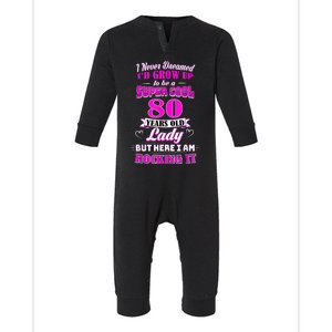 80 Year Old Lady Funny 80th Birthday Rockin' Since Infant Fleece One Piece