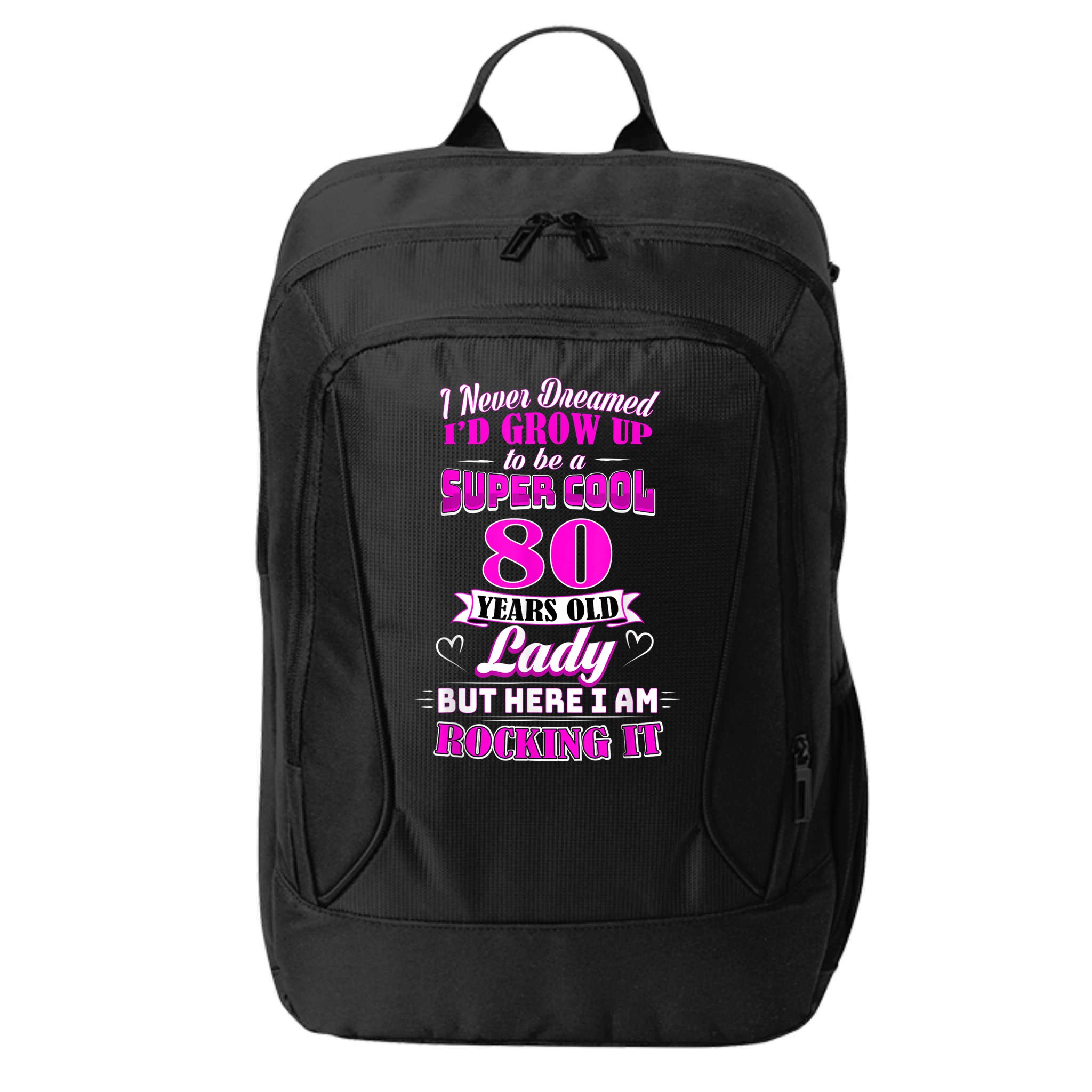 80 Year Old Lady Funny 80th Birthday Rockin' Since City Backpack